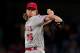 ARLINGTON, TX - SEPTEMBER 21: Jered Weaver #36 of the Los Angeles Angels pitches against the Texas Rangers in the bottom of the first inning at Globe Life Park in Arlington on September 21, 2016 in Arlington, Texas. (Photo by Tom Pennington/Getty Images)