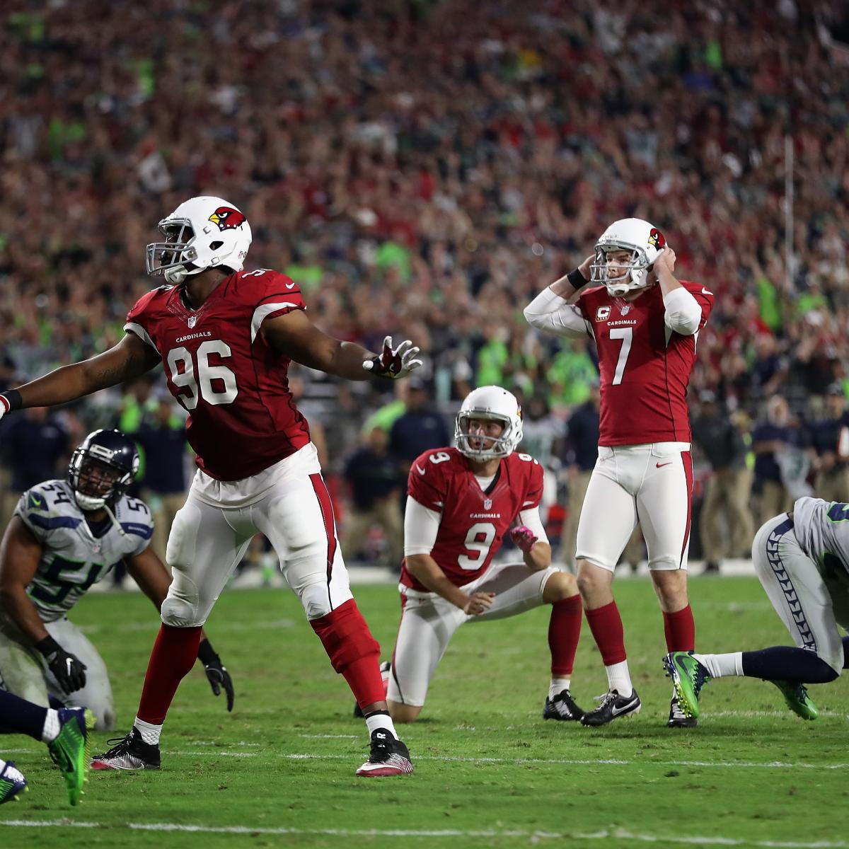 Cardinals in black vs. Seahawks on Sunday Night Football; roof open