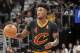 CLEVELAND, OH - OCTOBER 25: Iman Shumpert #4 of the Cleveland Cavaliers handles the ball during the game against the New York Knicks on October 25, 2016 at Quicken Loans Arena in Cleveland, Ohio. NOTE TO USER: User expressly acknowledges and agrees that, by downloading and or using this photograph, user is consenting to the terms and conditions of the Getty Images License Agreement. Mandatory Copyright Notice: Copyright 2016 NBAE (Photo by David Liam Kyle/NBAE via Getty Images)