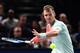 Czech Republic's Tomas Berdych returns the ball to Portugal's Joao Sousa during their second round tennis match at the ATP World Tour Masters 1000 indoor tournament in Paris on November 1, 2016. / AFP / MIGUEL MEDINA (Photo credit should read MIGUEL MEDINA/AFP/Getty Images)
