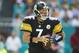 MIAMI GARDENS, FL - OCTOBER 16: Quarterback Ben Roethlisberger #7 of the Pittsburgh Steelers looks for a receiver during a NFL game against the Miami Dolphins on October 16, 2016 at Hard Rock Stadium in Miami Gardens, Florida. (Photo by Ronald C. Modra/Sports Imagery/ Getty Images)