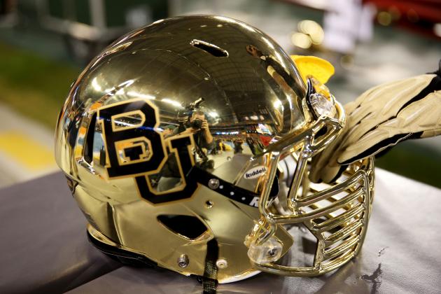 GLENDALE, AZ - JANUARY 01: A Baylor Bears helmet is displayed during the Tostitos Fiesta Bowl against the UCF Knights at University of Phoenix Stadium on January 1, 2014 in Glendale, Arizona. (Photo by Christian Petersen/Getty Images)