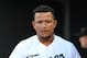 DETROIT, MICHIGAN - AUGUST 06: Miguel Cabrera #24 of the Detroit Tigers looks on while wearing a special jersey to honor the ¡Fiesta Tigres! celebration game against the New York Mets at Comerica Park on August 6, 2016 in Detroit, Michigan. The Tigers defeated the Mets 6-5. (Photo by Mark Cunningham/MLB Photos via Getty Images)