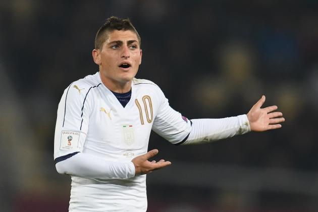 SKOPJE, MACEDONIA - OCTOBER 09:  Marco Verratti of Italy reacts during the FIFA 2018 World Cup Qualifier between FYR Macedonia and Italy at Nacionalna Arena Filip II Makedonski on October 9, 2016 in Skopje, Macedonia.  (Photo by Claudio Villa/Getty Images)