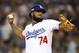 LOS ANGELES, CA - OCTOBER 18: Kenley Jansen #74 of the Los Angeles Dodgers delivers a pitch against the Chicago Cubs in the eighth inning of game three of the National League Championship Series at Dodger Stadium on October 18, 2016 in Los Angeles, California. (Photo by Sean M. Haffey/Getty Images)