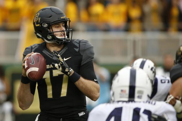 WACO, TX - NOVEMBER 5: Seth Russell #17 of the Baylor Bears loss to throw as Baylor takes on the TCU Horned Frogs in the first half at McLane Stadium on November 5, 2016 in Waco, Texas. (Photo by Ron Jenkins/Getty Images)