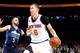NEW YORK, NY - NOVEMBER 14: Kristaps Porzingis #6 of the New York Knicks drives to the basket against J.J. Barea #5 of the Dallas Mavericks during the game on November 14, 2016 at Madison Square Garden in New York City, New York. NOTE TO USER: User expressly acknowledges and agrees that, by downloading and or using this photograph, User is consenting to the terms and conditions of the Getty Images License Agreement. Mandatory Copyright Notice: Copyright 2016 NBAE (Photo by Nathaniel S. Butler/NBAE via Getty Images)