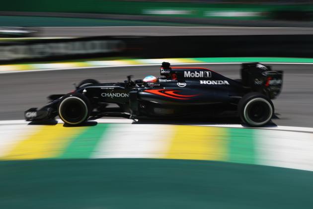 SAO PAULO, BRAZIL - NOVEMBER 11: Fernando Alonso of Spain driving the (14) McLaren Honda Formula 1 Team McLaren MP4-31 Honda RA616H Hybrid turbo on track during practice for the Formula One Grand Prix of Brazil at Autodromo Jose Carlos Pace on November 11, 2016 in Sao Paulo, Brazil. (Photo by Mark Thompson/Getty Images)