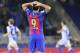 Barcelona's Uruguayan forward Luis Suarez stands after Real Sociedad scored a goal during the Spanish league football match Real Sociedad vs FC Barcelona at the Anoeta stadium in San Sebastian, on November 27, 2016. / AFP / ANDER GILLENEA (Photo credit should read ANDER GILLENEA/AFP/Getty Images)