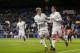 Real Madrid's James, right, celebrates with teammate Odegaard after scoring a goal, during the Spain's Copa del Rey, King's Cup soccer match between Real Madrid and Cultural Leonesa at the Santiago Bernabeu stadium in Madrid, Spain, Wednesday, Nov. 30, 2016. (AP Photo/Daniel Ochoa de Olza)
