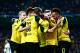 MADRID, SPAIN - DECEMBER 07: Marco Reus of Borussia Dortmund (C) celebrates scoring his sides second goal with his Borussia Dortmund team mates during the UEFA Champions League Group F match between Real Madrid CF and Borussia Dortmund at the Bernabeu on December 7, 2016 in Madrid, Spain. (Photo by Gonzalo Arroyo Moreno/Getty Images)