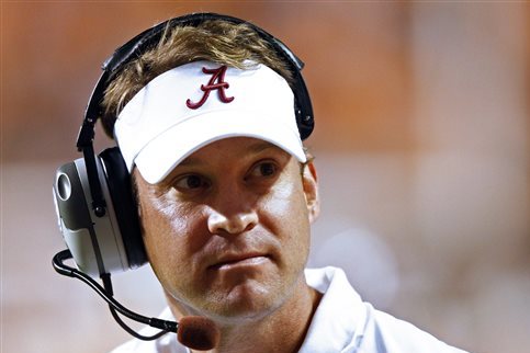 Alabama offensive coordinator Lane Kiffin walks the sideline in the first quarter of an NCAA college football game against Tennessee on Saturday, Oct. 25, 2014 in Knoxville, Tenn. (AP Photo/Wade Payne)