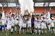 The Stanford players celebrate their win in penalty kicks over Wake Forest in an NCAA college soccer game, Sunday, Dec. 11, 2016, in Houston. (AP Photo/Eric Christian Smith)
