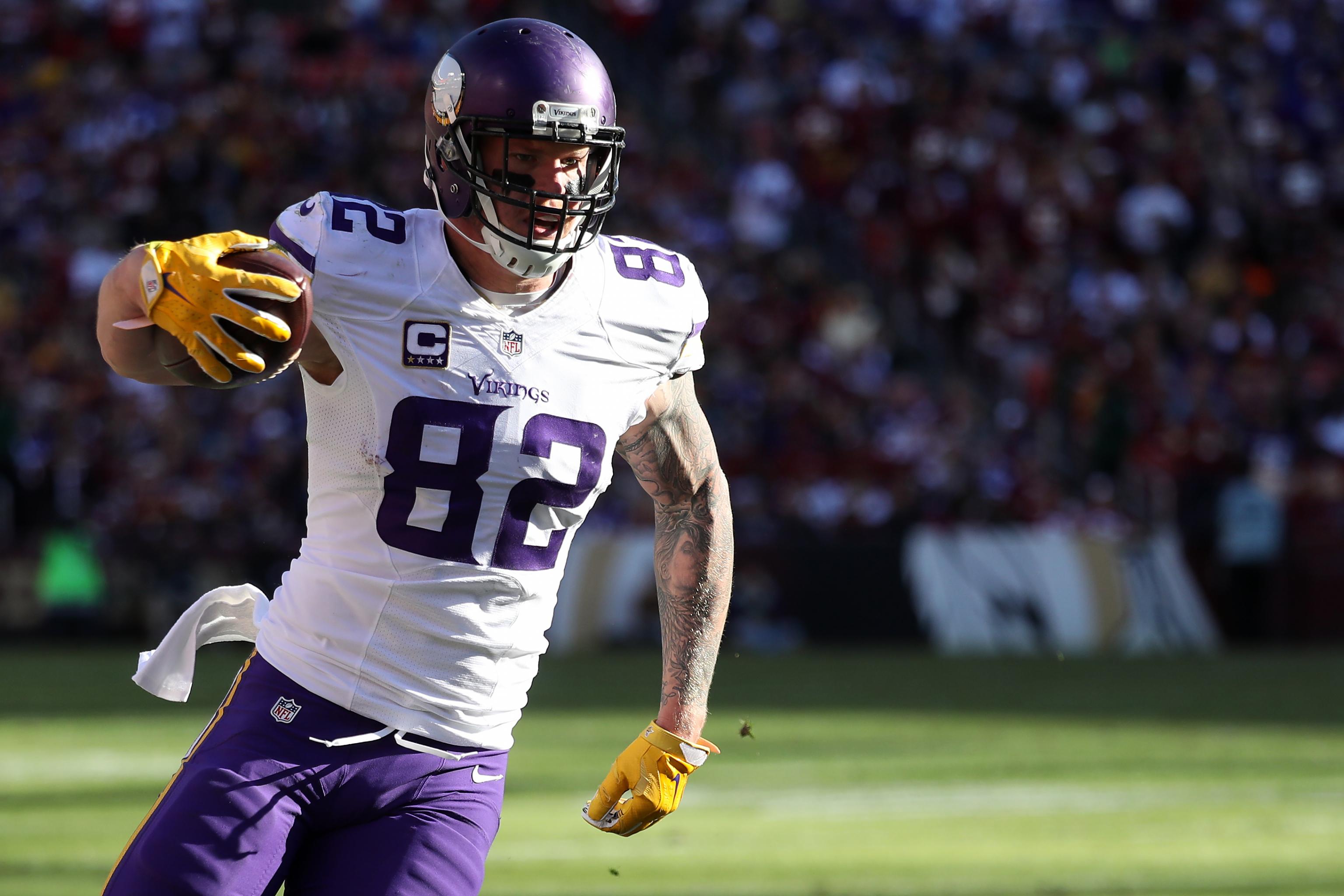 Tight end Steve Jordan of the Minnesota Vikings looks on during a