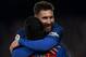 BARCELONA, SPAIN - DECEMBER 18: Lionel Messi (R) of Barcelona celebrates with Luis Suarez of Barcelona after scoring the third goal at the La Liga match between FC Barcelona and RCD Espanyol at Camp Nou Stadium on December 18, 2016 in Barcelona, Spain. (Photo by fotopress/Getty Images)