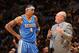 LOS ANGELES - MAY 19: Kenyon Martin #4 of the Denver Nuggets receives instruction from Head Coach George Karl while taking on the Los Angeles Lakers in Game One of the Western Conference Finals during the 2009 NBA Playoffs at Staples Center on May 19, 2009 in Los Angeles, California. NOTE TO USER: User expressly acknowledges and agrees that, by downloading and/or using this Photograph, user is consenting to the terms and conditions of the Getty Images License Agreement. Mandatory Copyright Notice: Copyright 2009 NBAE (Photo by Noah Graham/NBAE via Getty Images)