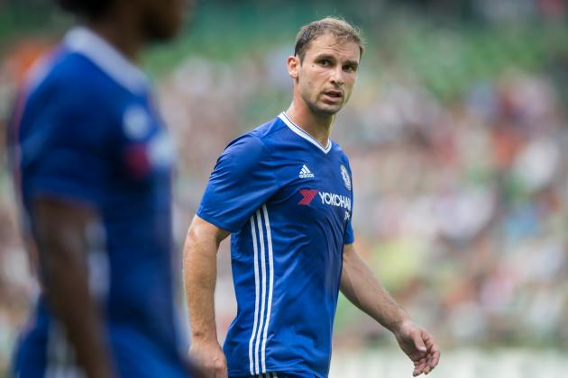 BREMEN, GERMANY - AUGUST 07: Branislav Ivanovic of Chelsea looks on during the pre-season friendly match between Werder Bremen and FC Chelsea at Weserstadion on August 7, 2016 in Bremen, Germany. (Photo by Boris Streubel/Getty Images)