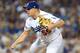 LOS ANGELES, CA - OCTOBER 20: Joe Blanton #55 of the Los Angeles Dodgers pitches during Game 5 of the NLCS against the Chicago Cubs at Dodger Stadium on Wednesday, October 20, 2016 in Los Angeles, California. (Photo by Rob Leiter/MLB Photos via Getty Images)