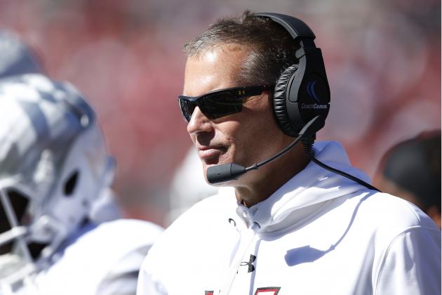 COLUMBUS, OH - OCTOBER 10: Head coach Randy Edsall of the Maryland Terrapins looks on during a game against the Ohio State Buckeyes at Ohio Stadium on October 10, 2015 in Columbus, Ohio. The Buckeyes defeated the Terrapins 49-28. (Photo by Joe Robbins/Getty Images)