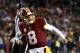 LANDOVER, MD - NOVEMBER 20: Quarterback Kirk Cousins #8 of the Washington Redskins celebrates after teammate running back Rob Kelley #32 (not pictured) scores a fourth quarter touchdown against the Green Bay Packers at FedExField on November 20, 2016 in Landover, Maryland. (Photo by Rob Carr/Getty Images)