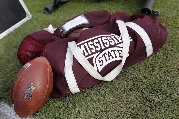 BATON ROUGE, LA - SEPTEMBER 17: Mississippi State Bulldogs logo is seen during a game at Tiger Stadium on September 17, 2016 in Baton Rouge, Louisiana.  (Photo by Jonathan Bachman/Getty Images)