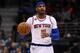 MILWAUKEE, WI - JANUARY 06: Carmelo Anthony #7 of the New York Knicks handles the ball during a game against the Milwaukee Bucks at BMO Harris Bradley Center on January 6, 2017 in Milwaukee, Wisconsin. NOTE TO USER: User expressly acknowledges and agrees that, by downloading and or using this photograph, User is consenting to the terms and conditions of the Getty Images License Agreement. (Photo by Stacy Revere/Getty Images)