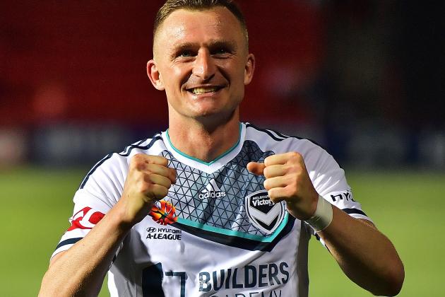 ADELAIDE, AUSTRALIA - JANUARY 07:  Besart Berisha of the Victory reacts after the round 14 A-League match between Adelaide United and Melbourne Victory at Coopers Stadium on January 7, 2017 in Adelaide, Australia.  (Photo by Daniel Kalisz/Getty Images)
