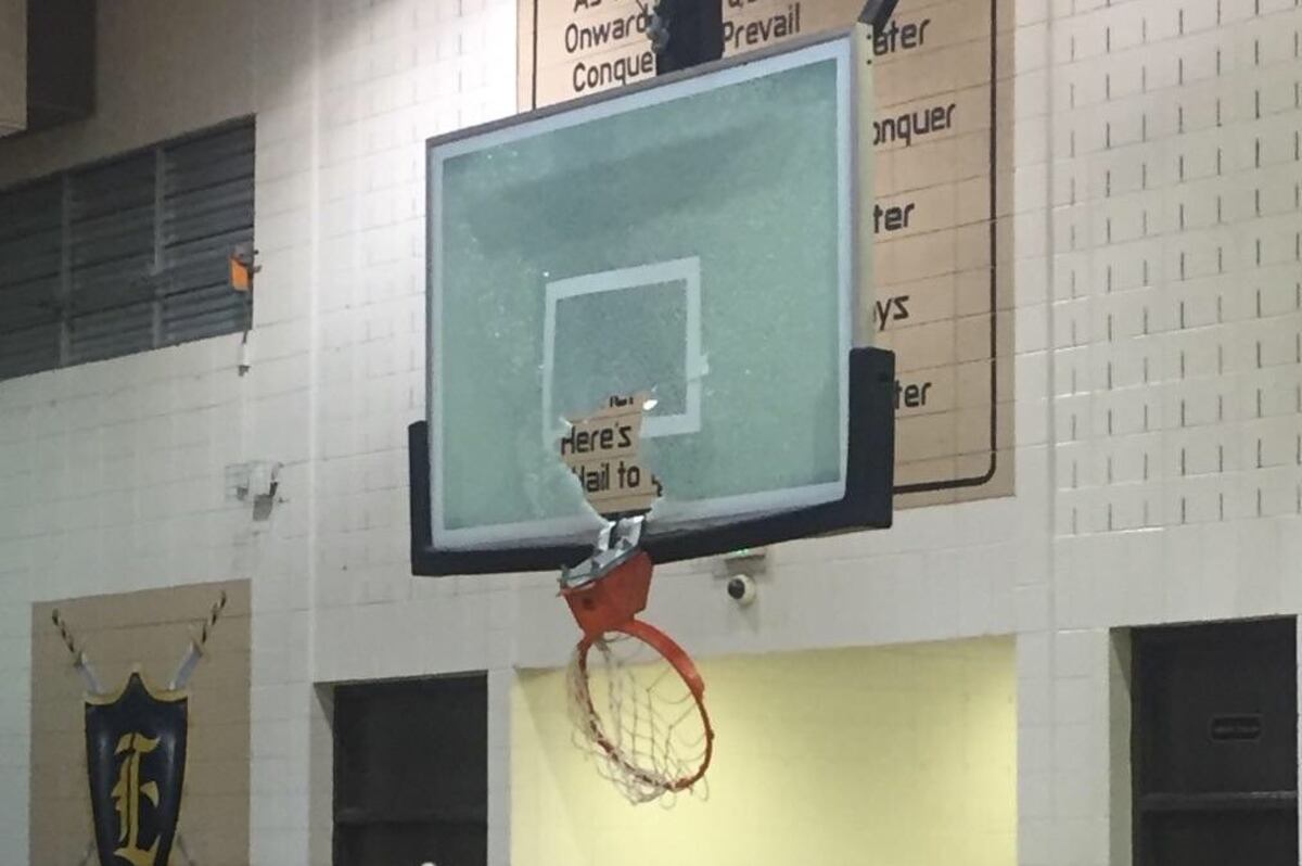 High School Basketball Player Shatters Backboard with Powerful 1Handed