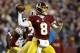 LANDOVER, MD - JANUARY 01: Quarterback Kirk Cousins #8 of the Washington Redskins passes the ball against the New York Giants in the second quarter at FedExField on January 1, 2017 in Landover, Maryland. (Photo by Rob Carr/Getty Images)