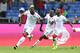 Burkina Faso's forward Aristide Bance (L) celebrates with teammates after scoring a goal during the 2017 Africa Cup of Nations quarter-final football match between Burkina Faso and Tunisia at the Stade de l'Amitie Sino-Gabonaise in Libreville on January 28, 2017. / AFP / Steve JORDAN (Photo credit should read STEVE JORDAN/AFP/Getty Images)