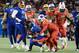 ORLANDO, FL - JANUARY 29: Jordan Howard #24 of the NFC is tackled in the fist half by the AFC during the NFL Pro Bowl at the Orlando Citrus Bowl on January 29, 2017 in Orlando, Florida. (Photo by Sam Greenwood/Getty Images)