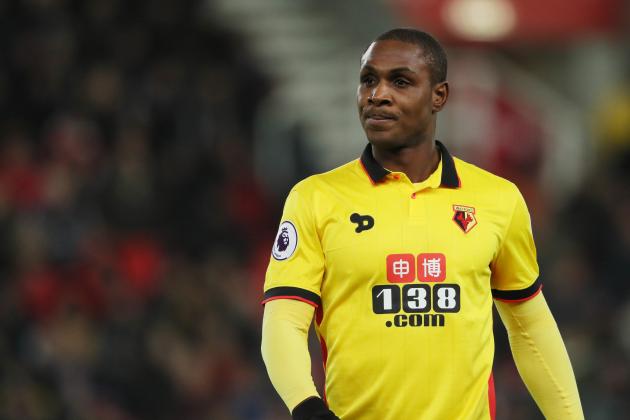 STOKE ON TRENT, ENGLAND - JANUARY 03: Odion Ighalo of Watford during the Premier League match between Stoke City and Watford at Bet365 Stadium on January 3, 2017 in Stoke on Trent, England. (Photo by Matthew Ashton - AMA/Getty Images)
