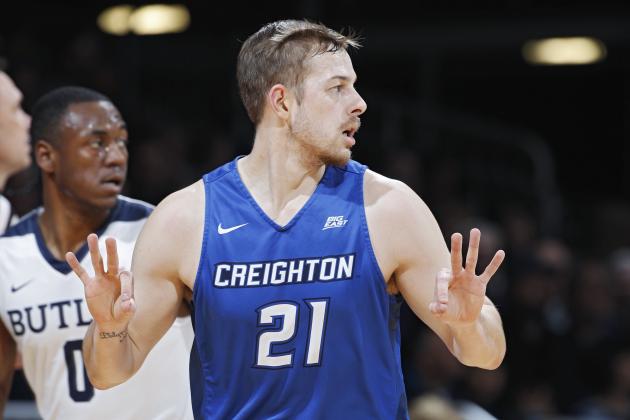 INDIANAPOLIS, IN - JANUARY 31: Isaiah Zierden #21 of the Creighton Bluejays reacts after making a three-point basket against the Butler Bulldogs in the first half of the game at Hinkle Fieldhouse on January 31, 2017 in Indianapolis, Indiana. (Photo by Joe Robbins/Getty Images)