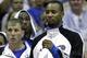 In this Oct. 7, 2009 photo, Orlando Magic forward Rashard Lewis, right, and teammate guard Jason Williams watch play during the first half of a preseason NBA basketball game against the Miami Heat in Orlando, Fla. Just peeking inside the medicine cabinet these days gives Lewis chills. He won't even take headache medicine. He won't take anything, really, without approval. Being suspended by the NBA for the first 10 games of this season after testing positive for an elevated level of testosterone has made the Orlando Magic All-Star forward nervous about everything he ingests. (AP Photo/John Raoux)