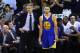 CLEVELAND, OH - JUNE 16: Head coach Steve Kerr of the Golden State Warriors and Stephen Curry #30 react during the second half against the Cleveland Cavaliers in Game 6 of the 2016 NBA Finals at Quicken Loans Arena on June 16, 2016 in Cleveland, Ohio. NOTE TO USER: User expressly acknowledges and agrees that, by downloading and or using this photograph, User is consenting to the terms and conditions of the Getty Images License Agreement. (Photo by Ezra Shaw/Getty Images)