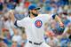 CHICAGO, IL - SEPTEMBER 24: Jason Hammel #39 of the Chicago Cubs pitches against the St. Louis Cardinals during the first inning at Wrigley Field on September 24, 2016 in Chicago, Illinois. (Photo by Jon Durr/Getty Images)