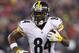 FOXBORO, MA - JANUARY 22: Antonio Brown #84 of the Pittsburgh Steelers carries the ball against the New England Patriots during the second quarter in the AFC Championship Game at Gillette Stadium on January 22, 2017 in Foxboro, Massachusetts. (Photo by Patrick Smith/Getty Images)