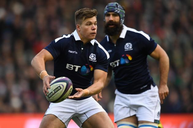 EDINBURGH, SCOTLAND - FEBRUARY 04:  Scotland player Huw Jones in action during the RBS Six Nations match between Scotland and Ireland at Murrayfield Stadium on February 4, 2017 in Edinburgh, Scotland.  (Photo by Stu Forster/Getty Images)