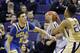 UCLA's Lonzo Ball (2) defends Washington's Markelle Fultz in an NCAA college basketball game Saturday, Feb. 4, 2017, in Seattle. UCLA won 107-66. (AP Photo/Elaine Thompson)