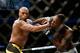 NEW YORK, NY - FEBRUARY 11: Derek Brunson (R) of United States lands a punch against Anderson Silva (L) of Brazil in their middleweight bout during UFC 208 at the Barclays Center on February 11, 2017 in the Brooklyn Borough of New York City. (Photo by Anthony Geathers/Getty Images)