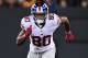 GREEN BAY, WI - OCTOBER 09: Victor Cruz #80 of the New York Giants runs a pass route during a game against the Green Bay Packers at Lambeau Field on October 9, 2016 in Green Bay, Wisconsin. The Packers defeated the Giants 23-16. (Photo by Stacy Revere/Getty Images)