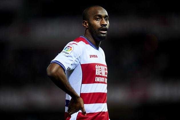 GRANADA, SPAIN - FEBRUARY 06: Dimitri Foulquier of Granada CF looks on during the La Liga match between Granada CF vs UD Las Palmas at Estadio Nuevo Los Carmenes on February 06, 2017 in Granada, Spain. (Photo by Aitor Alcalde Colomer/Getty Images)