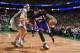 BOSTON, MA - FEBRUARY 7: DeMarcus Cousins #15 of the Sacramento Kings handles the ball during the game against the Boston Celtics on February 7, 2016 at the TD Garden in Boston, Massachusetts. NOTE TO USER: User expressly acknowledges and agrees that, by downloading and or using this photograph, User is consenting to the terms and conditions of the Getty Images License Agreement. Mandatory Copyright Notice: Copyright 2016 NBAE (Photo by Brian Babineau/NBAE via Getty Images)