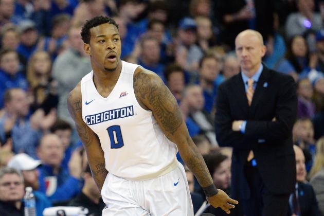 Feb 4, 2017; Omaha, NE, USA; Creighton Bluejays guard Marcus Foster (0) reacts during the game against the Xavier Musketeers at CenturyLink Center Omaha. Mandatory Credit: Steven Branscombe-USA TODAY Sports