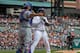 DETROIT, MI - AUGUST 07: Catcher Travis d'Arnaud #18 of the New York Mets signals for an intentional walk to Justin Upton #8 of the Detroit Tigers in the eighth inning during a MLB game at Comerica Park on August 7, 2016 in Detroit, Michigan. The Mets defeated the Tigers 3-1. (Photo by Dave Reginek/Getty Images)*** Local Caption *** Travis d'Arnaud;Justin Upton