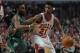 CHICAGO, IL - JANUARY 07: Jimmy Butler #21 of the Chicago Bulls moves against Jae Crowder #99 of the Boston Celtics at the United Center on January 7, 2016 in Chicago, Illinois. NOTE TO USER: User expressly acknowledges and agrees that, by downloading and or using the photograph, User is consenting to the terms and conditions of the Getty Images License Agreement. (Photo by Jonathan Daniel/Getty Images)