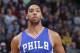 SACRAMENTO, CA - DECEMBER 26: Jahlil Okafor #8 of the Philadelphia 76ers looks on during the game against the Sacramento Kings on December 26, 2016 at Golden 1 Center in Sacramento, California. NOTE TO USER: User expressly acknowledges and agrees that, by downloading and or using this photograph, User is consenting to the terms and conditions of the Getty Images Agreement. Mandatory Copyright Notice: Copyright 2016 NBAE (Photo by Rocky Widner/NBAE via Getty Images)