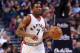 TORONTO, ON - JANUARY 24: Kyle Lowry #7 of the Toronto Raptors dribbles the ball during the first half of an NBA game against the San Antonio Spurs at Air Canada Centre on January 24, 2017 in Toronto, Canada. NOTE TO USER: User expressly acknowledges and agrees that, by downloading and or using this photograph, User is consenting to the terms and conditions of the Getty Images License Agreement. (Photo by Vaughn Ridley/Getty Images)