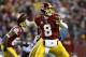 LANDOVER, MD - JANUARY 01: Quarterback Kirk Cousins #8 of the Washington Redskins passes the ball against the New York Giants in the second quarter at FedExField on January 1, 2017 in Landover, Maryland. (Photo by Rob Carr/Getty Images)