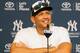 NEW YORK, NY - AUGUST 12: Alex Rodriguez #13 of the New York Yankees speaks at a press conference prior to his final game against the Tampa Bay Rays on August 12, 2016 at Yankee Stadium in the Bronx borough of New York City. (Photo by Christopher Pasatieri/Getty Images)